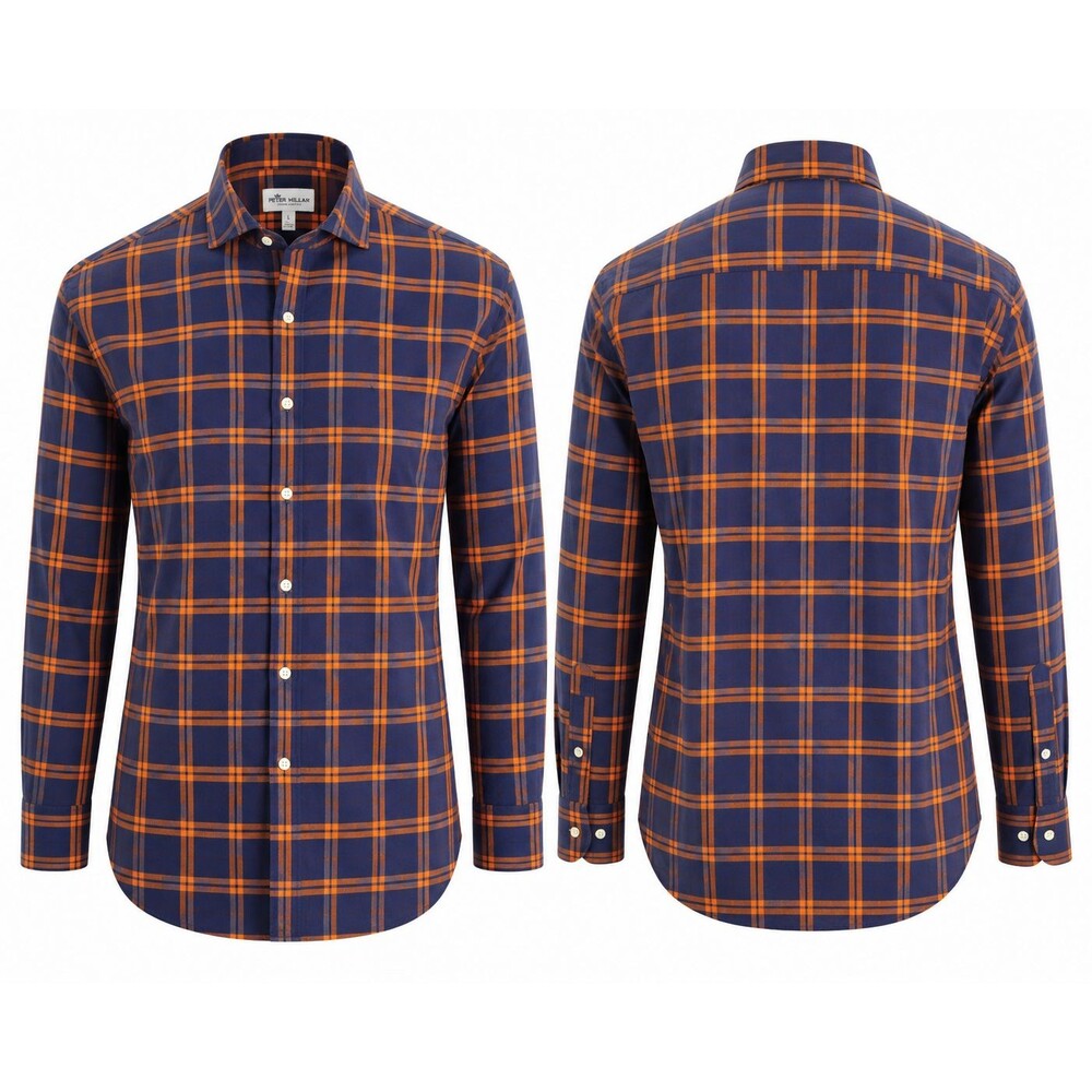 Peter Millar 100% Cotton Plaid Button-Down Shirt – Men's Large